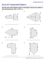 Area of Composite Shapes (Compound Figures) Worksheets