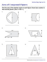 Area of Composite Shapes (Compound Figures) Worksheets
