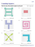 Area by Counting Square Units Worksheets