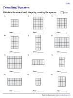 Area of a Rectangular Grid by Counting Squares | Level 1 - Worksheet #1