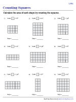 Area of a Rectangular Grid by Counting Squares | Level 2 -  Worksheet #1
