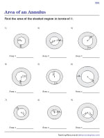Area of an Annulus Worksheets