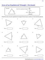 Area of an Equilateral Triangle - Decimals - Customary - Type 1