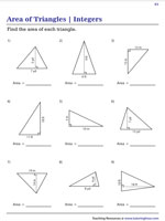 Area of Triangles - Integers - Customary 1