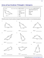 Area of Scalene Triangles - Integers - Customary - Type 1