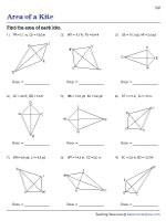 Area of Kites - Decimals | Worksheet #2