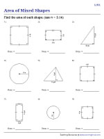 Area of 2D Shapes | Mixed Worksheets