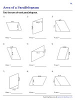 Area of Parallelograms - Decimals | Worksheet #1
