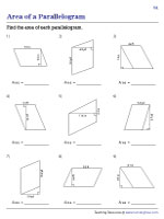 Area of Parallelograms - Decimals - Customary