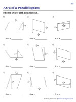 Finding Area of a Parallelogram - Fractions | Worksheet #2