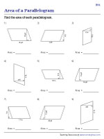 Finding Area of a Parallelogram - Integers | Worksheet #1
