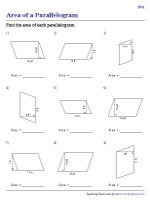 Finding Area of a Parallelogram - Integers - Easy - Customary