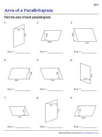 Finding Area of a Parallelogram - Integers | Worksheet #2