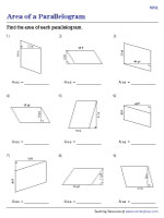 Finding Area of a Parallelogram - Integers - Moderate - Customary