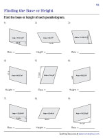 Finding the Base or Height - Decimals - Customary