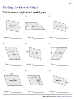 Missing Dimensions of a Parallelogram - Fractions - Customary 1
