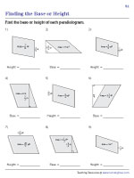 Finding the Base or Height - Fractions - Customary