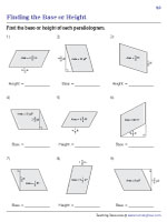 Missing Dimensions of a Parallelogram - Fractions - Customary 2