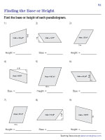 Finding the Missing Dimension from Area Worksheets