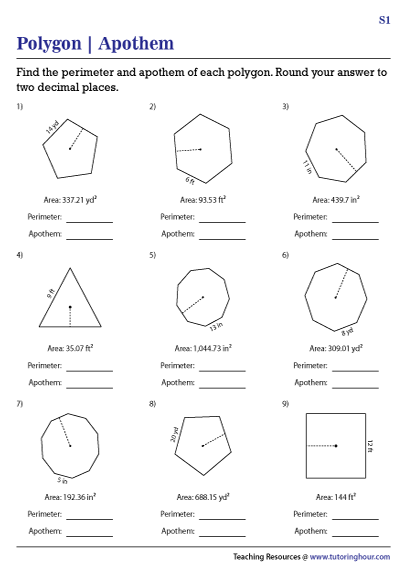 Finding the Apothem of Polygons Using Area