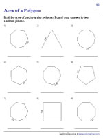 Finding the Area of Polygons Using the Side Length | Worksheet #2