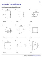 Area of Quadrilaterals - Fractions - Customary