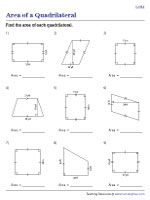 Area of Quadrilaterals - Integers - Level 1 - Customary