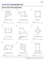 Area of Quadrilaterals - Integers | Level 2 - Worksheet #2