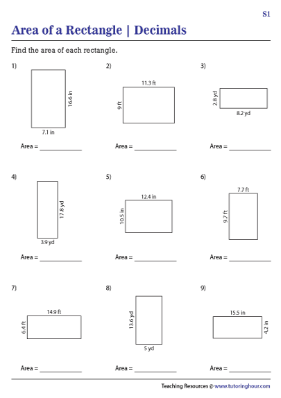 Area of Rectangles with Decimal Side Lengths