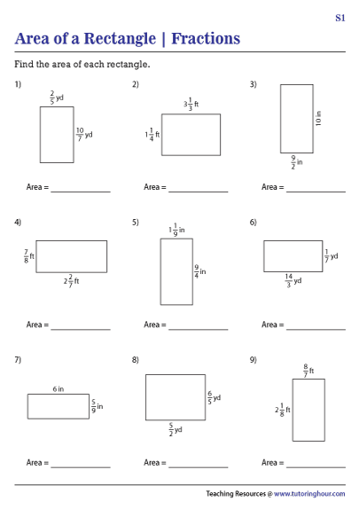 Area of Rectangles with Fractional Side Lengths