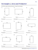 Area and Perimeter of Rectangles - Integers - Customary