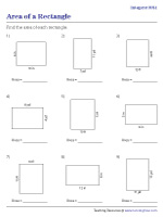 Area of Rectangles - Integers - Moderate - Customary