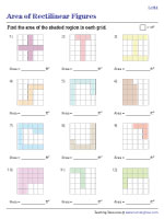 Area of Rectilinear Figures by Counting Squares Worksheets