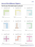 Area of Rectilinear Figures - Level 2 - Grid - Customary