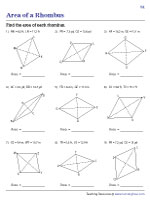 Area of a Rhombus - Decimals - Customary 1