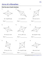Area of a Rhombus | Integers - Easy | Worksheet #1