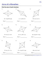 Area of a Rhombus Worksheets