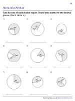 Area of a Sector Worksheets