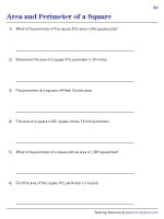Finding the Area from Perimeter and Perimeter from Area | Worksheet #2