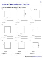 Area and Perimeter of Squares - Decimals - Customary