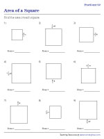 Area of Squares - Fractions | Worksheet #2