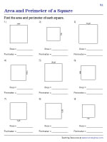 Area and Perimeter of a Square - Integers - Customary