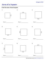 Area of Squares - Integers | Level 2 - Worksheet #2