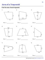 Finding the Area of a Trapezoid - Integers | Worksheet #1