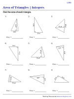 Area of Triangles - Integers - Level 2 - Customary
