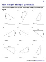 Finding the Area of Right Triangles - Decimals - Customary