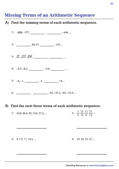 Missing Terms of an Arithmetic Sequence