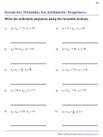Finding Arithmetic Sequences Using Recursive Formulas | Worksheet #2