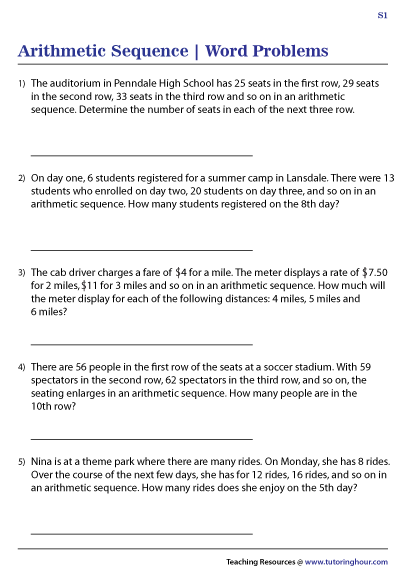 Arithmetic Sequence Word Problems