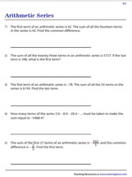 Finding Missing Parameter in Arithmetic Series | Worksheet #1